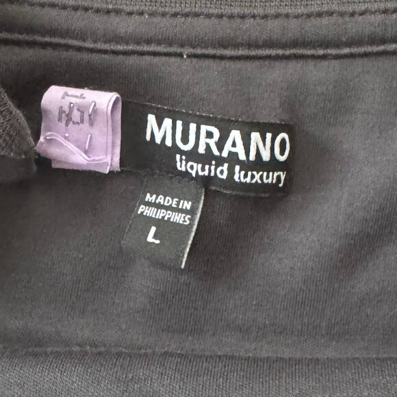 Murano Liquid Luxury 1/4 Zip Pullover Long Sleeve Mock Neck Black 100% Cotton - Picture 3 of 3